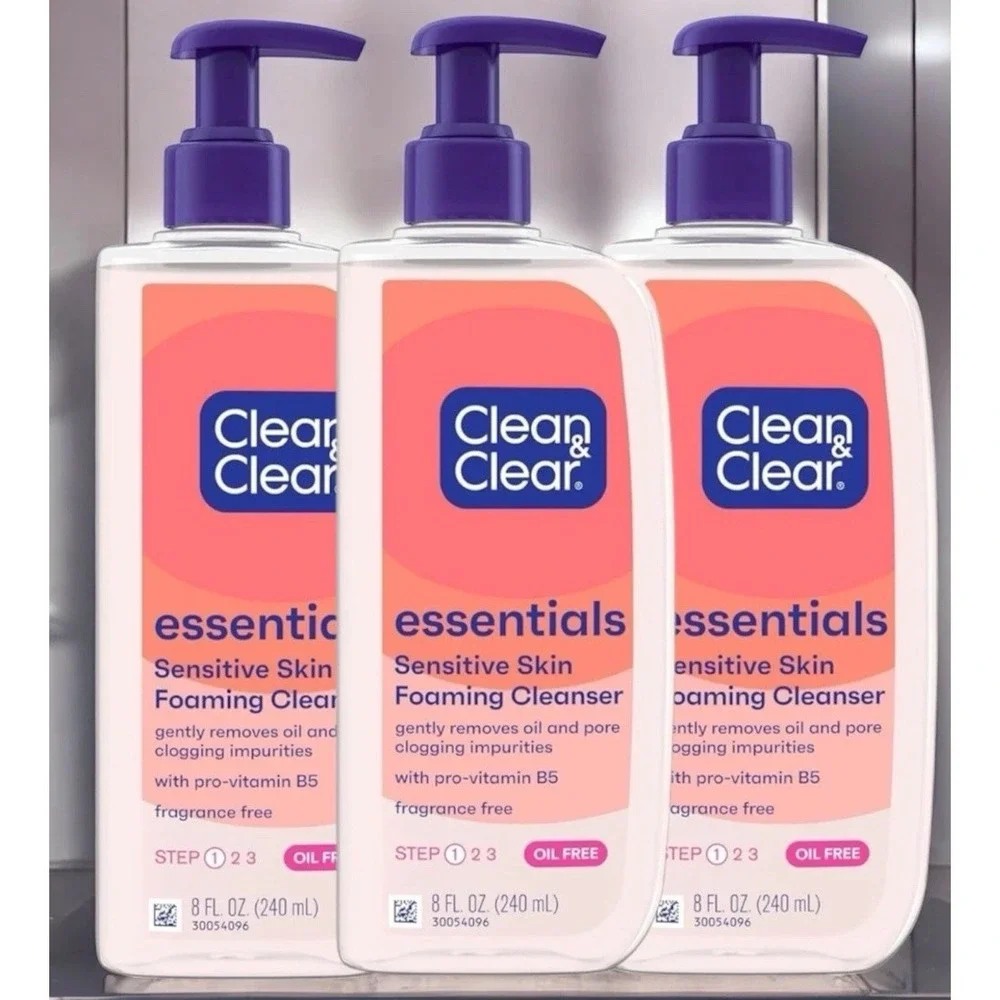 3 Pack - Clean & Clear Essentials Oil-Free Foaming Facial Cleanser 8 floz Sealed